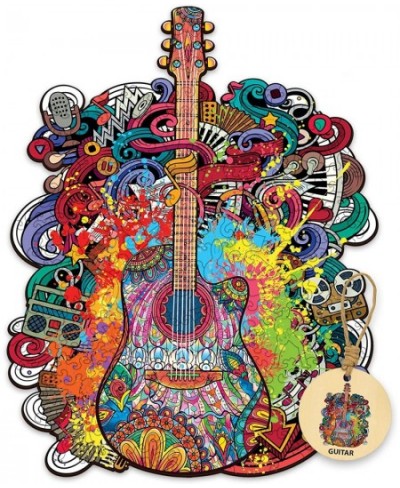 Wooden Puzzles for Adults Guitar Wooden Jigsaw Puzzles Unique Shape Wooden Animal Puzzle Creative Challenge for Adults Family...