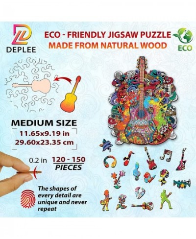 Wooden Puzzles for Adults Guitar Wooden Jigsaw Puzzles Unique Shape Wooden Animal Puzzle Creative Challenge for Adults Family...