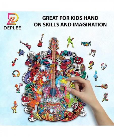 Wooden Puzzles for Adults Guitar Wooden Jigsaw Puzzles Unique Shape Wooden Animal Puzzle Creative Challenge for Adults Family...