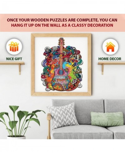 Wooden Puzzles for Adults Guitar Wooden Jigsaw Puzzles Unique Shape Wooden Animal Puzzle Creative Challenge for Adults Family...