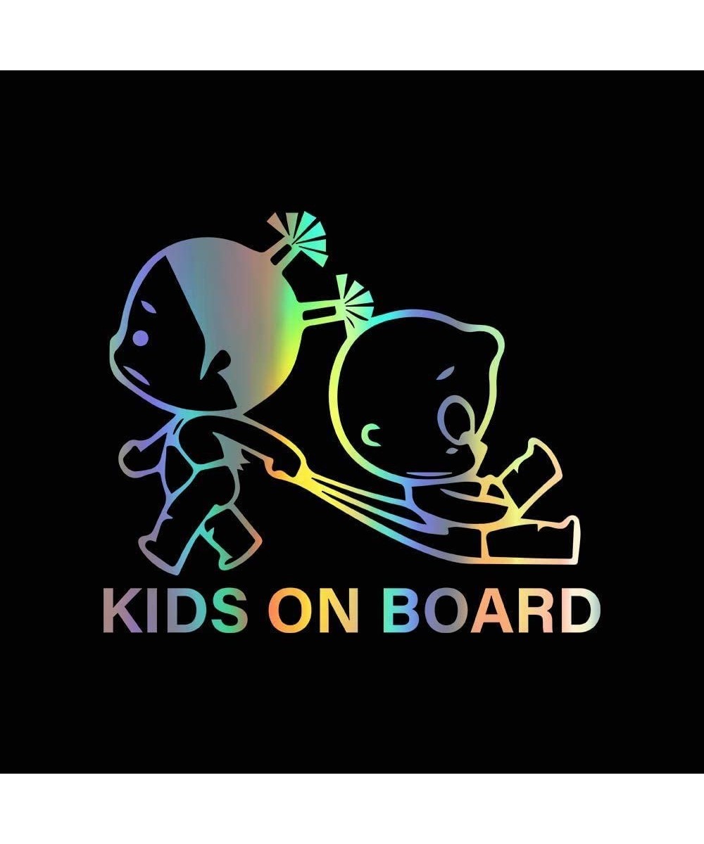 Kids on Board Sticker for Car Window Windshield and Body Die Cut Vinyl Kids Safety Stickers and Signs 7.48"x5.51" (Holographi...