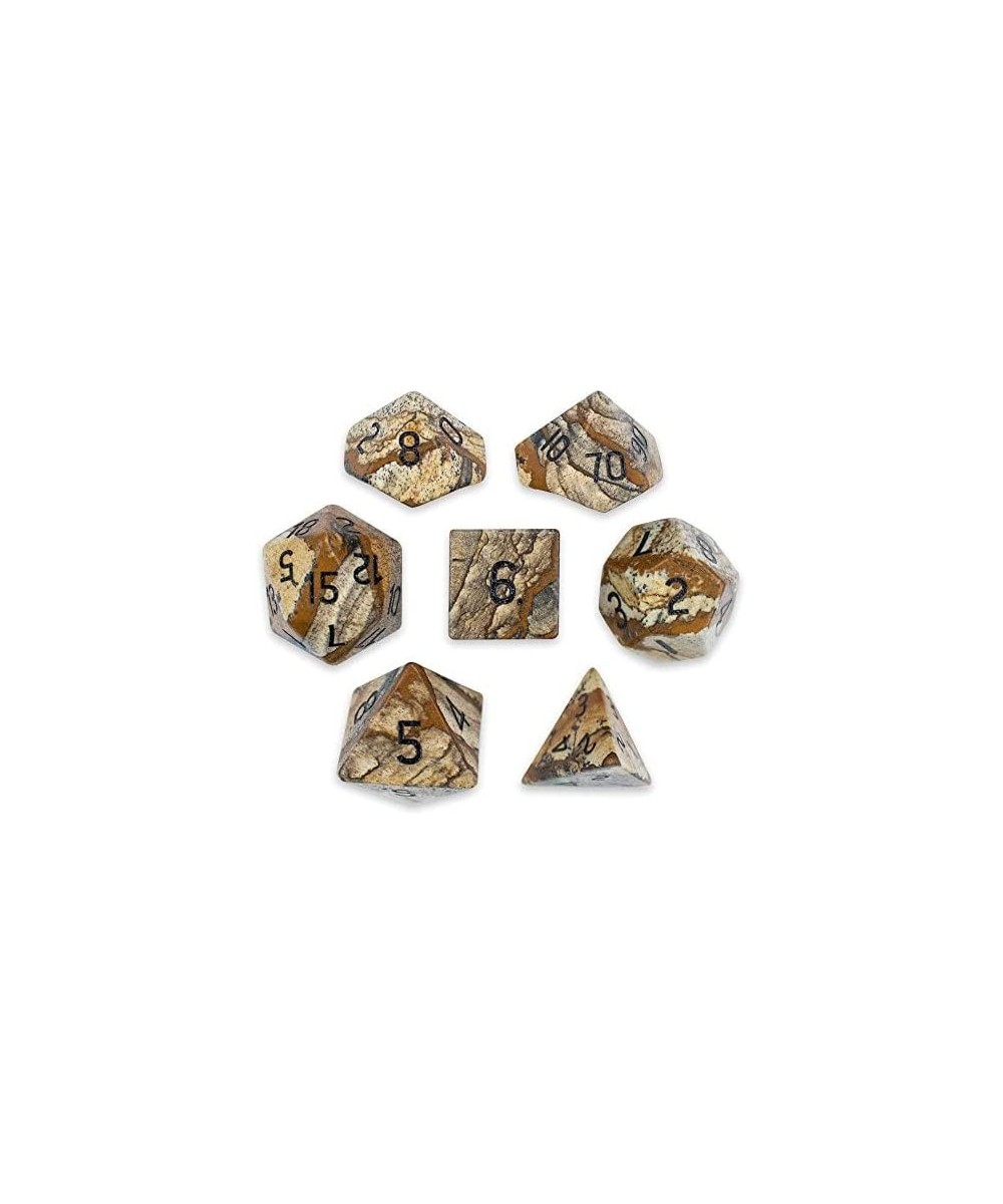 Handmade Stone Dice - Polyhedral Dice Set for Tabletop RPG Adventure Games with a Dice Bag - DND Dice Set Suitable for Dungeo...