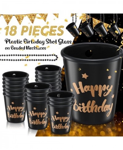 18 Pieces Birthday Shot Glass Necklace Plastic Shot Glass Necklace Colorful for Birthday Wedding Party Supplies (Black) $38.7...