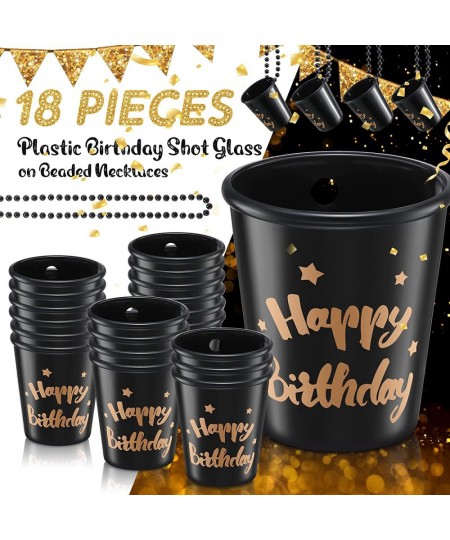 18 Pieces Birthday Shot Glass Necklace Plastic Shot Glass Necklace Colorful for Birthday Wedding Party Supplies (Black) $38.7...