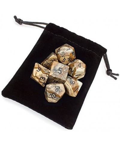 Handmade Stone Dice - Polyhedral Dice Set for Tabletop RPG Adventure Games with a Dice Bag - DND Dice Set Suitable for Dungeo...