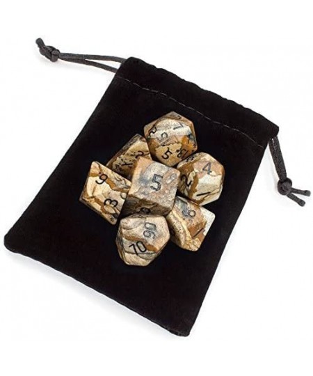 Handmade Stone Dice - Polyhedral Dice Set for Tabletop RPG Adventure Games with a Dice Bag - DND Dice Set Suitable for Dungeo...