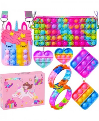 Pop Purse Bag Fidget It Toys Set for Girls Bubble Sensory Unicorn Fidget Push Cross Body Shoulder Bag Purse Bracelet Key Sque...