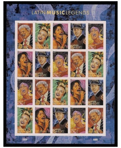 Latin Music Legends - Sheet of 20 Forever Stamps Scott 4497-4501 $43.27 - Collectibles Display & Storage