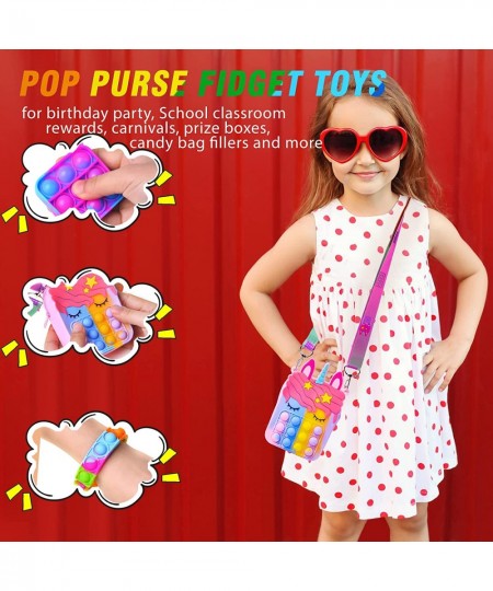 Pop Purse Bag Fidget It Toys Set for Girls Bubble Sensory Unicorn Fidget Push Cross Body Shoulder Bag Purse Bracelet Key Sque...