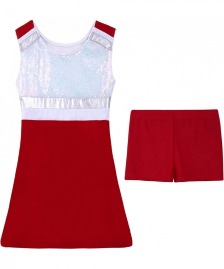 Kids Girls Cheerleading Outfits with Shorts Sleeveless Sequins Sports Dress Cheer Uniform Halloween Costume $23.45 - Kids' Co...