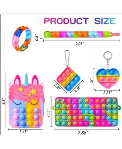 Pop Purse Bag Fidget It Toys Set for Girls Bubble Sensory Unicorn Fidget Push Cross Body Shoulder Bag Purse Bracelet Key Sque...