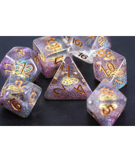 Galaxy Steampunk Gear DND Dice Set for Dungeons and Dragons Gifts D&D D and D Pathfinder Accessories D20 Polyhedral Resin Dic...