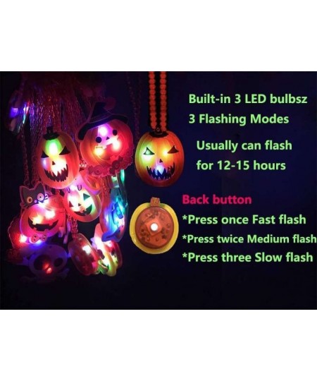 Halloween LED Necklaces Party Favors for Kids and Adults Halloween Light up Flashing Necklace Decoration Trick Treats Gift Ba...