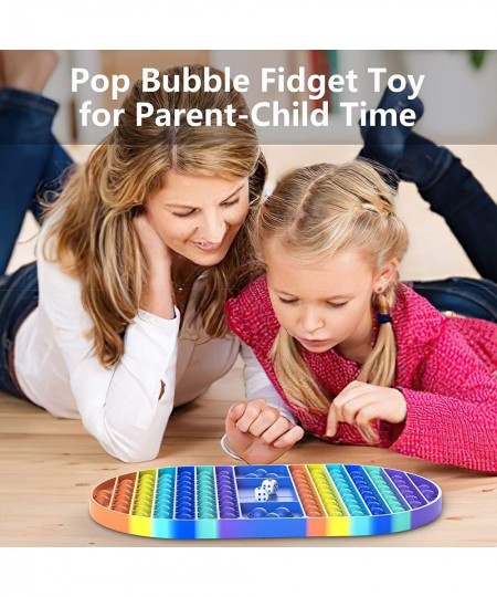 Big Size Bubble Fidget Toy Rainbow Chess Board Push Bubble Popper Fidget Silicone Sensory Toy for Parent-Child Time Stress Re...