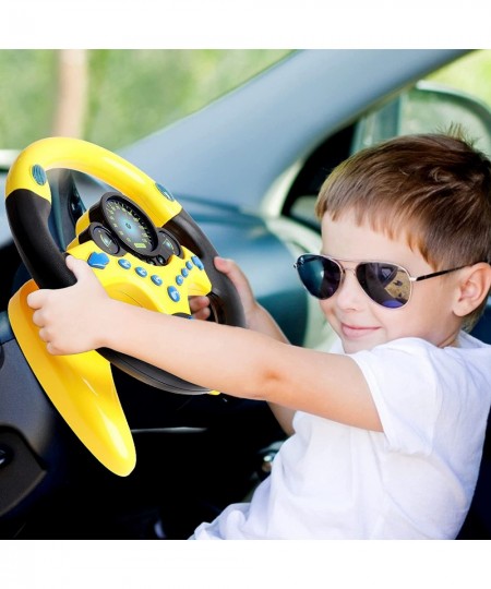 Kids Steering Wheel for Backseat with Car Key Pretend Driving Simulated Driving Steering Wheel Toy with Light and Music Gifts...