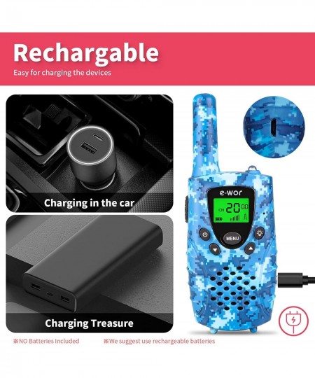 Walkie Talkie for Kids 2 Pack 4 Miles Long Range Rechargeable Walkie Talkie 22 Channels with Flashlight Adventure Toys for 3 ...