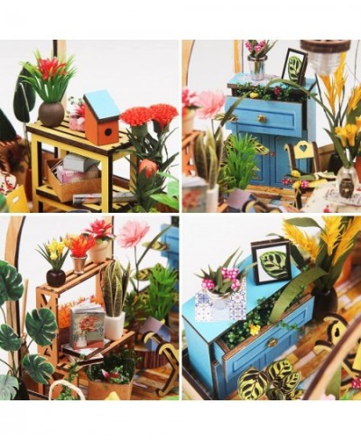 DIY Miniature Dollhouse Kit Wooden Miniature Kit 3D House Puzzle Model Flower Room with Furniture and LED 1:24 Scale Creative...