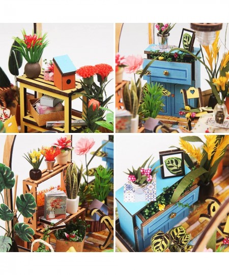 DIY Miniature Dollhouse Kit Wooden Miniature Kit 3D House Puzzle Model Flower Room with Furniture and LED 1:24 Scale Creative...