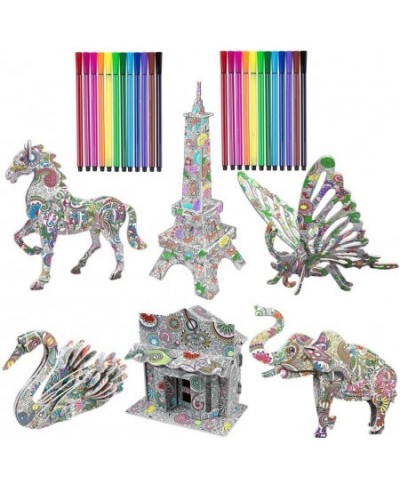 6 Pack 3D Coloring Puzzle Set Art Coloring Painting Puzzle for Kids Age 7 8 9 10 11 12 Fun Creative DIY Toys for Girls Boys $...