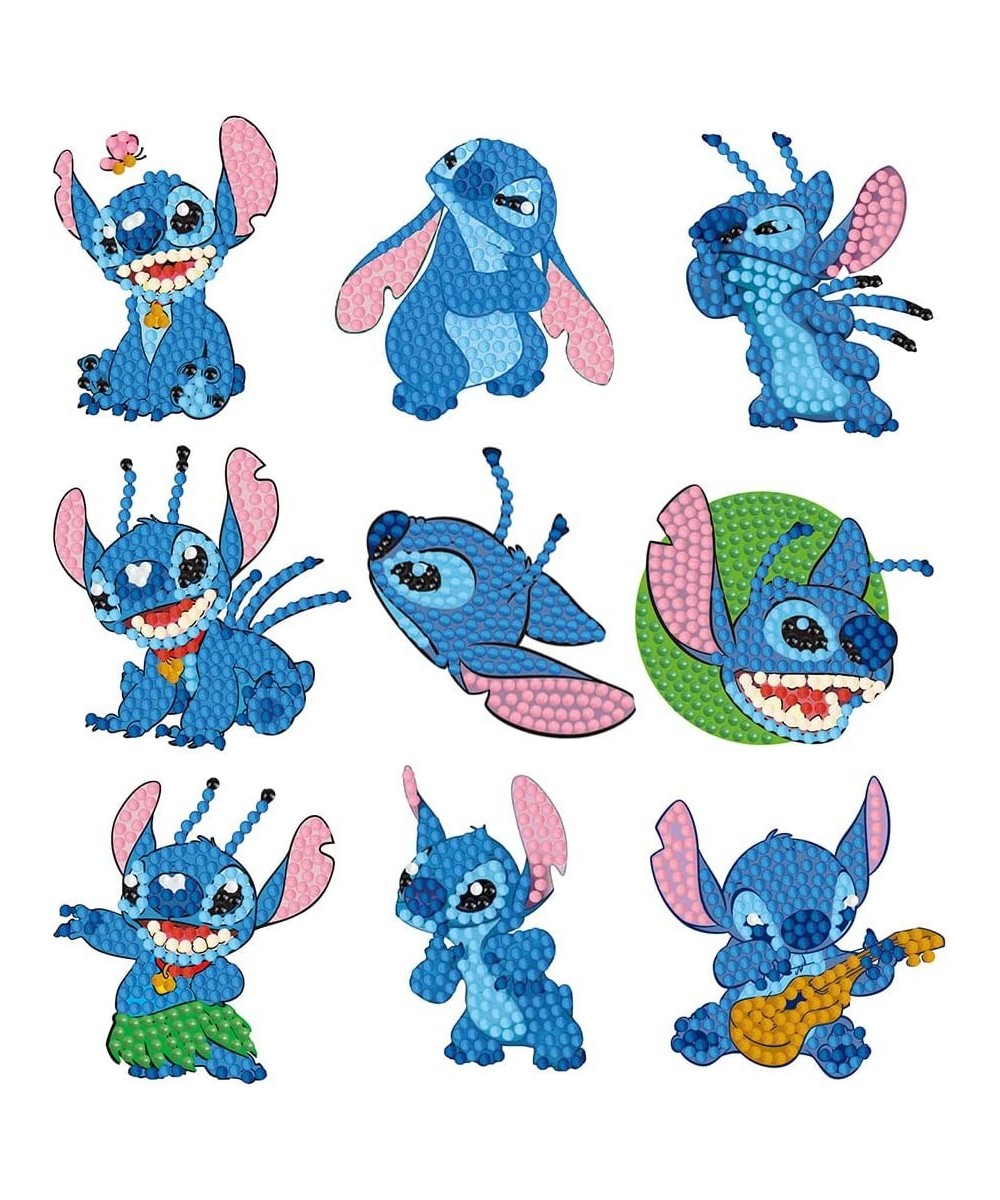 DIY Diamond Painting Stickers Kits for Kids 5D Diamond Art Mosaic Stickers by Numbers Kits for Beginners Boys Girls Stitch 9P...