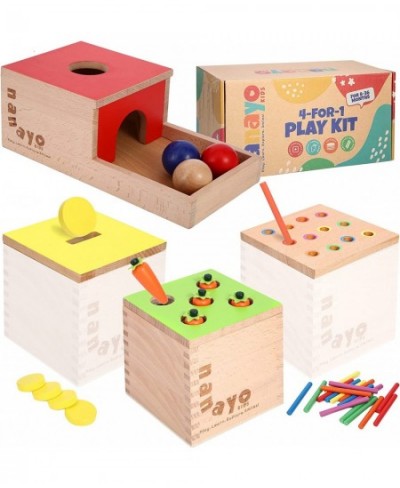 4-for-1 Play Kit Includes Object Permanence Box Montessori Coin Box Carrot Harvest Game Matchstick Color Drop Game – Montesso...