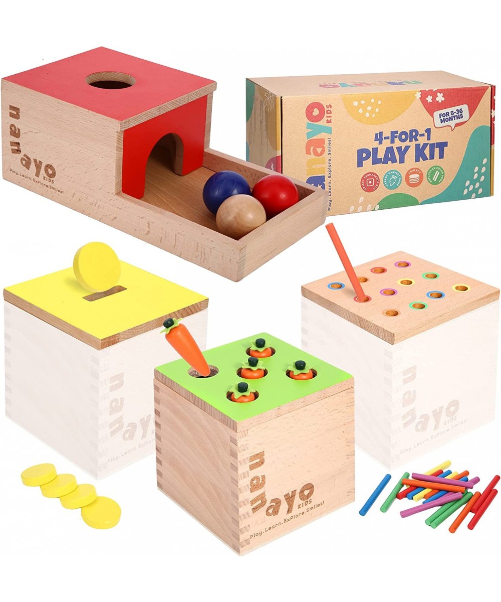 4-for-1 Play Kit Includes Object Permanence Box Montessori Coin Box Carrot Harvest Game Matchstick Color Drop Game – Montesso...