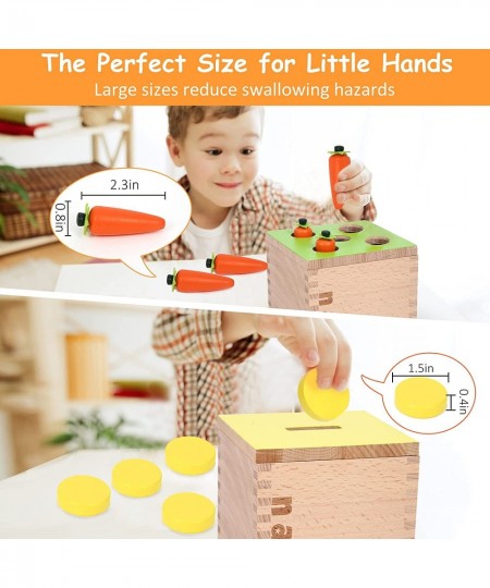 4-for-1 Play Kit Includes Object Permanence Box Montessori Coin Box Carrot Harvest Game Matchstick Color Drop Game – Montesso...