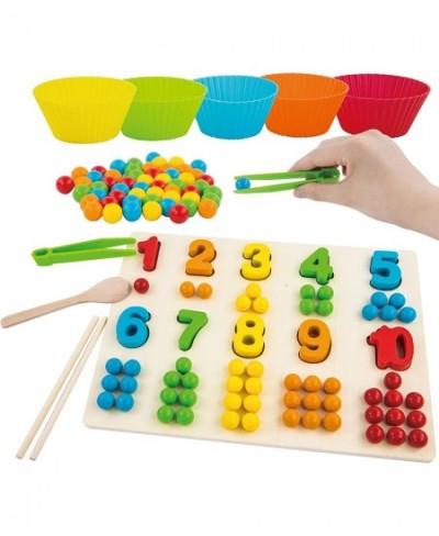 Wooden Montessori Numbers and Balls Math Board - with Colorful Cups and Balls for Matching and Sorting $45.33 - Early Develop...