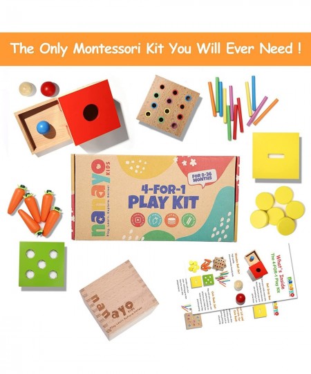 4-for-1 Play Kit Includes Object Permanence Box Montessori Coin Box Carrot Harvest Game Matchstick Color Drop Game – Montesso...