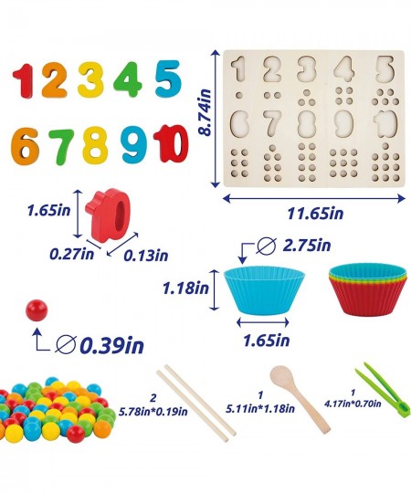 Wooden Montessori Numbers and Balls Math Board - with Colorful Cups and Balls for Matching and Sorting $45.33 - Early Develop...