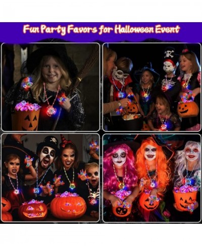 60 Pcs Halloween Party Favors for Kids 50 LED Flash Rings & 10 Rotating Fidget Spin Light Up Necklaces Halloween Toys Gifts G...