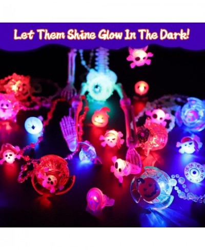 60 Pcs Halloween Party Favors for Kids 50 LED Flash Rings & 10 Rotating Fidget Spin Light Up Necklaces Halloween Toys Gifts G...