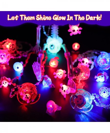 60 Pcs Halloween Party Favors for Kids 50 LED Flash Rings & 10 Rotating Fidget Spin Light Up Necklaces Halloween Toys Gifts G...