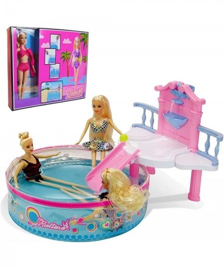 Beach Doll Glam Pool Playset with Slide Toys for Pool Bath or Lake Bath Toys for Girls Water Toys Gifts for 3 to 7 Year Olds ...