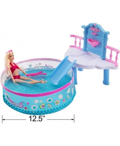 Beach Doll Glam Pool Playset with Slide Toys for Pool Bath or Lake Bath Toys for Girls Water Toys Gifts for 3 to 7 Year Olds ...