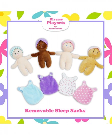 My First Basket Plush Baby Doll Set - Includes 1 Basket and 4 Multicultural Soft Plush Babies with Emotional Expressions for ...