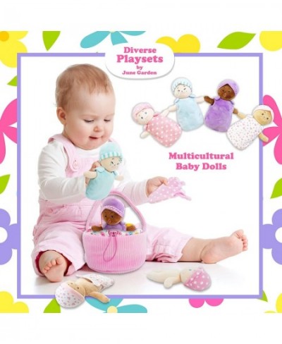 My First Basket Plush Baby Doll Set - Includes 1 Basket and 4 Multicultural Soft Plush Babies with Emotional Expressions for ...