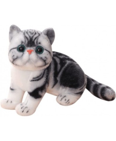 Realistic Gray Tabby Cat Plush Yellow Kitten Toy Lifelike American Shorthair Cat Brown Kitty Stuffed Animals Dolls Gifts for ...