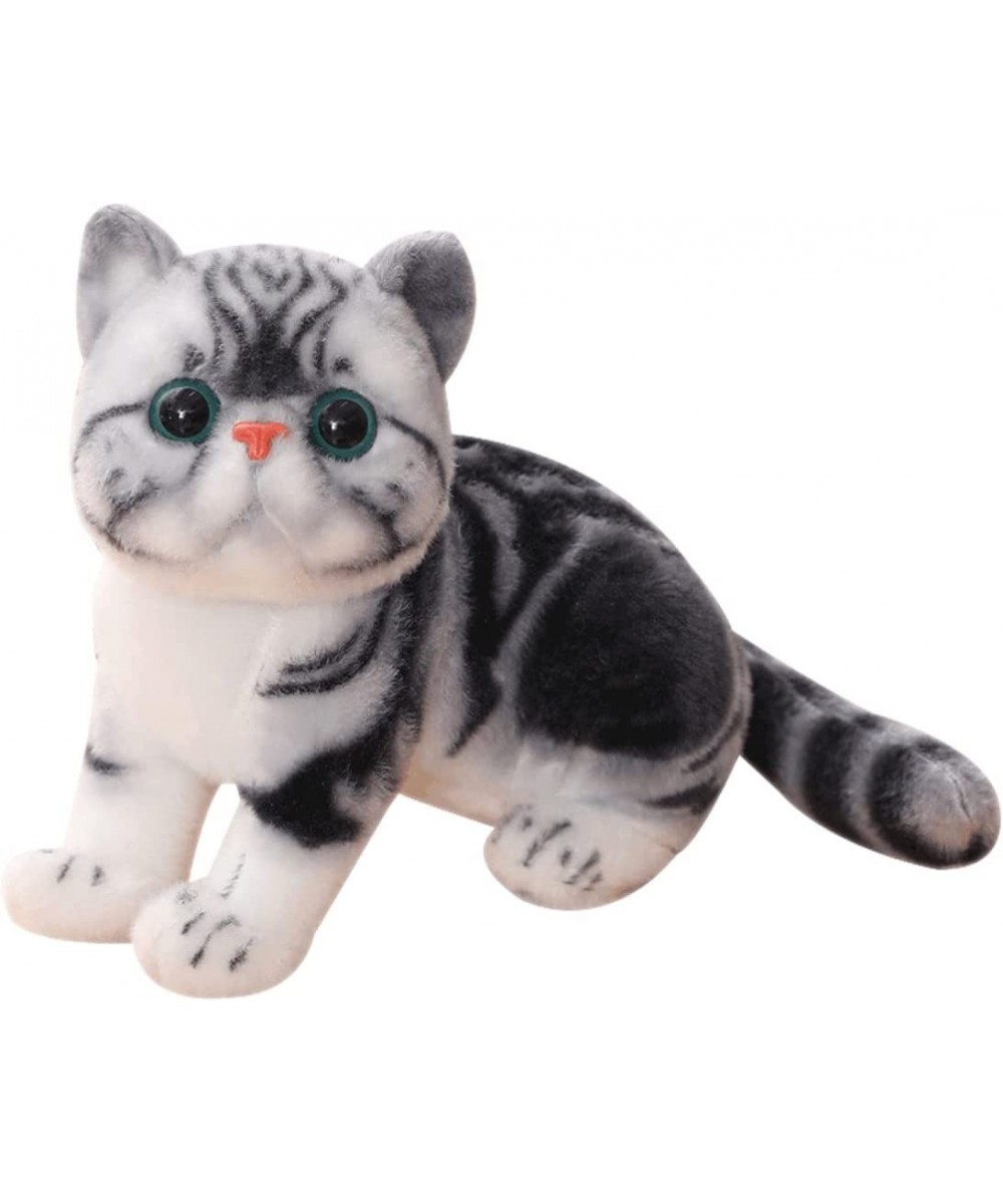 Realistic Gray Tabby Cat Plush Yellow Kitten Toy Lifelike American Shorthair Cat Brown Kitty Stuffed Animals Dolls Gifts for ...