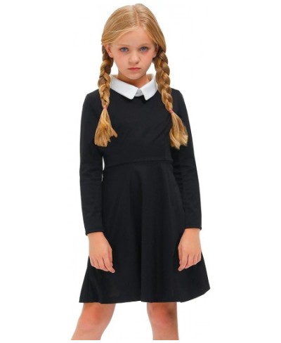 Girl's Peter Pan Collar Flare Dress Short Sleeve Casual Skater Dress 4-12 Years $40.59 - Kids' Costumes