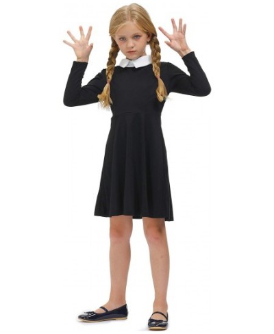 Girl's Peter Pan Collar Flare Dress Short Sleeve Casual Skater Dress 4-12 Years $40.59 - Kids' Costumes