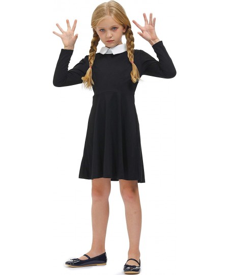 Girl's Peter Pan Collar Flare Dress Short Sleeve Casual Skater Dress 4-12 Years $40.59 - Kids' Costumes