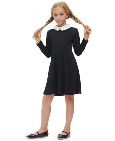 Girl's Peter Pan Collar Flare Dress Short Sleeve Casual Skater Dress 4-12 Years $40.59 - Kids' Costumes