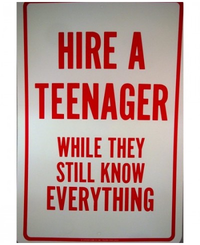 Hire a Teenager Plastic Sign $21.66 - Gags & Practical Joke Toys