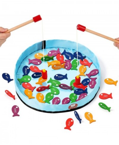 Sight Words Wooden Magnetic Fishing Game - 220 Fish Phonic Games for Kids Ages 3-9 Pre K to 3rd Grade Dolch Sight Words Level...