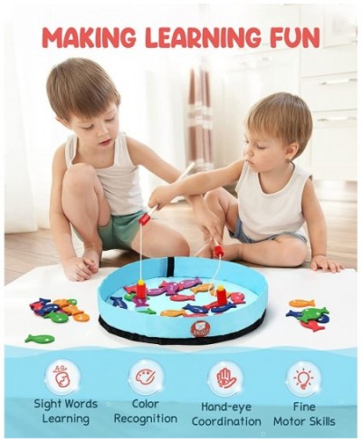 Sight Words Wooden Magnetic Fishing Game - 220 Fish Phonic Games for Kids Ages 3-9 Pre K to 3rd Grade Dolch Sight Words Level...