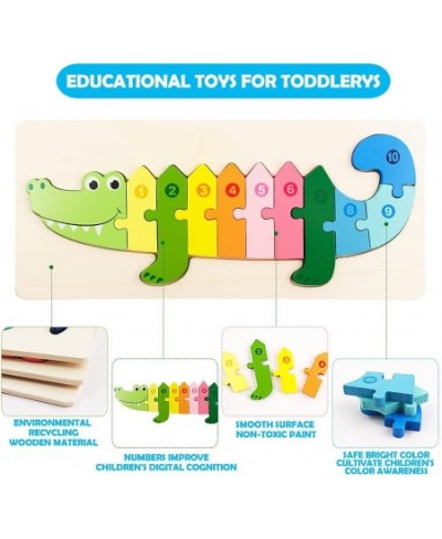 Wooden Jigsaw Puzzle for Toddlers 3 Pack Animals Dinosaur Crocodile Giraffe Numbered Puzzles Montessori Educational Christmas...