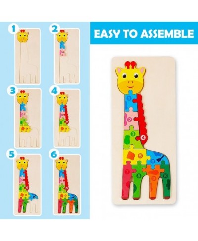 Wooden Jigsaw Puzzle for Toddlers 3 Pack Animals Dinosaur Crocodile Giraffe Numbered Puzzles Montessori Educational Christmas...