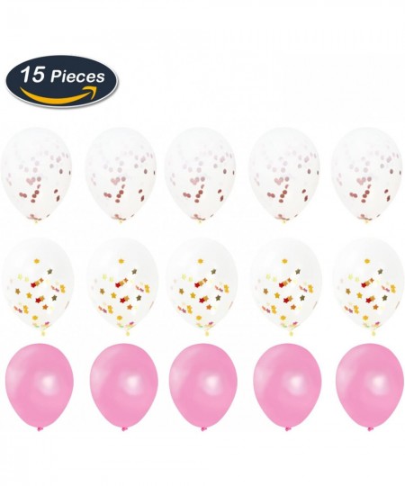 2nd Birthday Party Decorations Kit-Giant Rose Gold Number 2 Foil Balloon Pink Ribbons Latex Confetti Balloons 18 Pieces Party...