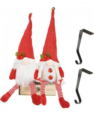 2 PCS Christmas Gnome Santa Swedish Scandinavian Tomte Nisse with Long Legs Plush Doll Handmade Swedish Tomte Elf Decorations...